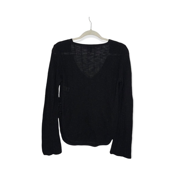 EXPRESS Black V-Neck Sweater with Lace Up Slide Slits S - Picture 4 of 7